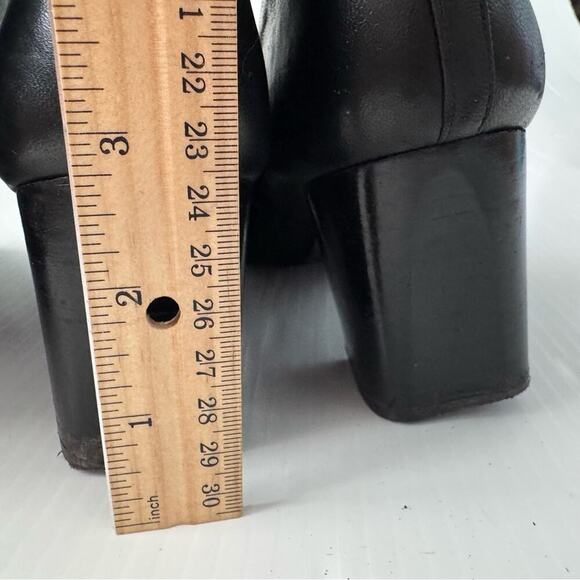 Stuart Weitzman leather knee high pull on heeled boots black size 9.5 - Picture 12 of 17